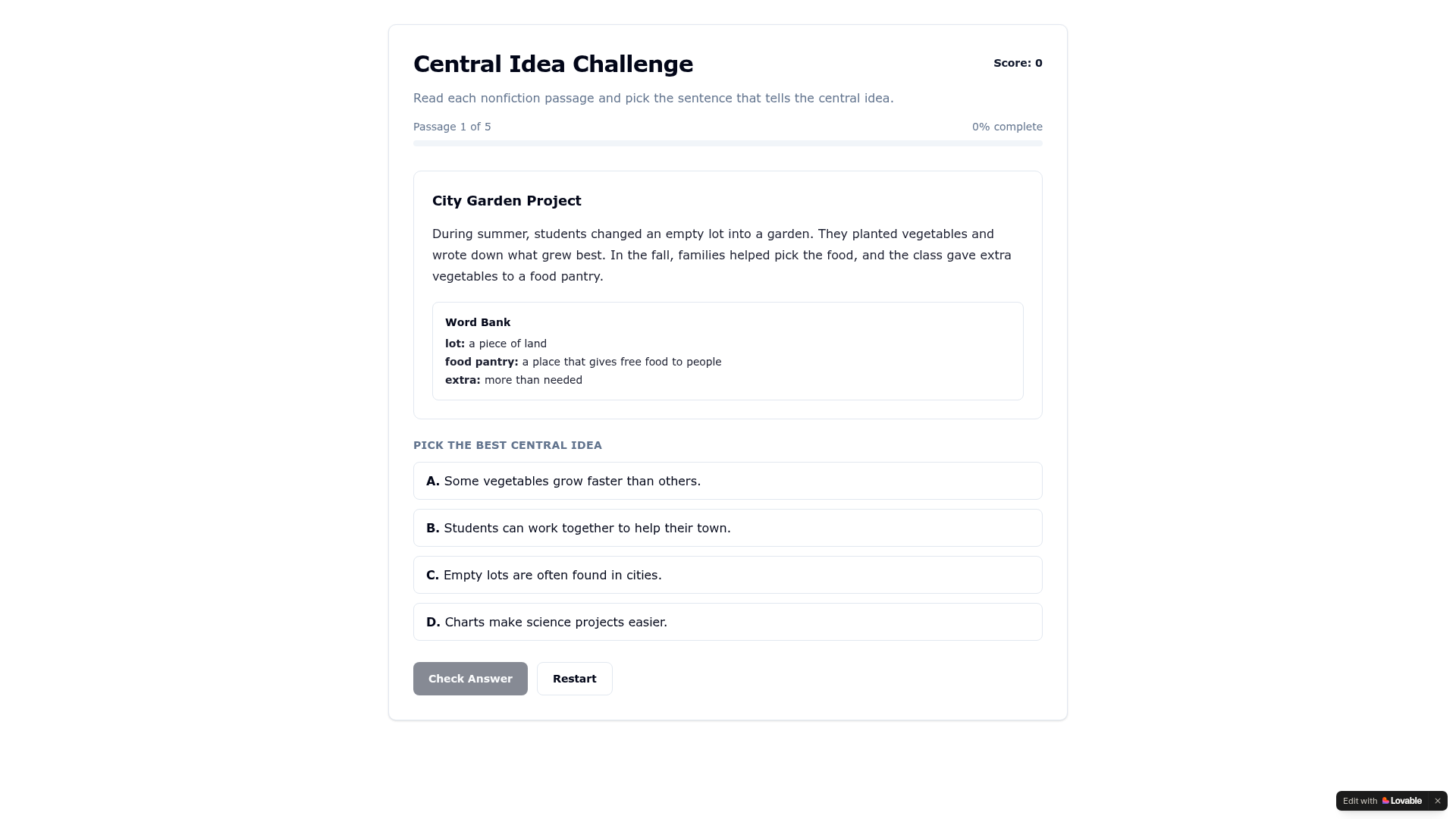 Central Idea Challenge app preview